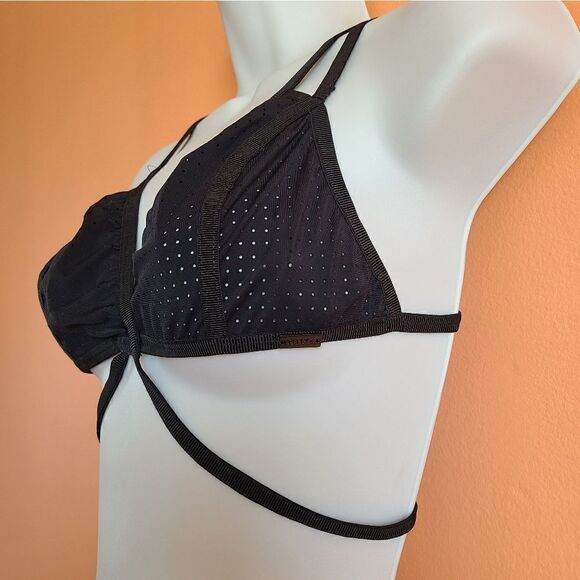 NWT Titika Marguerite Black Strappy Perforated Low Impact Bra 10 - Picture 3 of 7
